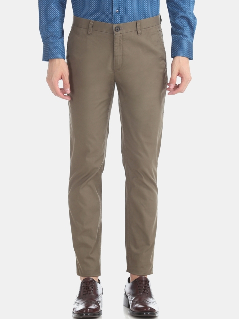

AD By Arvind Men Brown Slim Fit Solid Regular Trousers