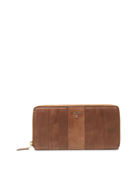 

Da Milano Women Brown Textured Zip Around Leather Wallet