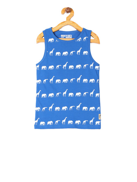 

Flying Machine Boys Blue & White Printed Round Neck T-shirt