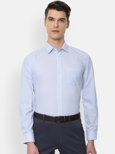 

Van Heusen Men Blue & White Slim Fit Self Design Formal Shirt