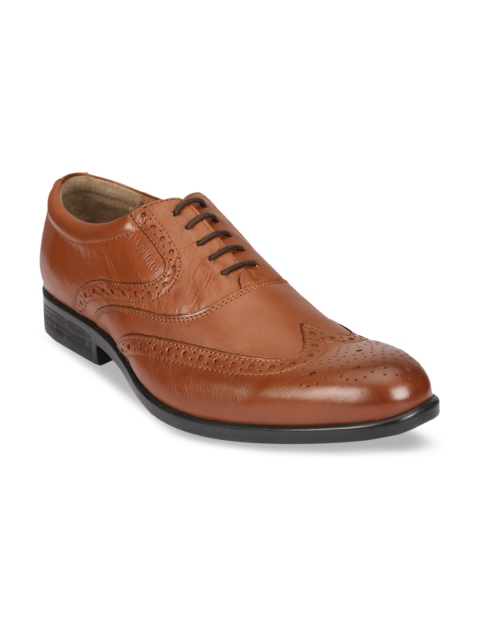 

ATTILIO by Ruosh Men Tan Brown Solid Leather Formal Brogues