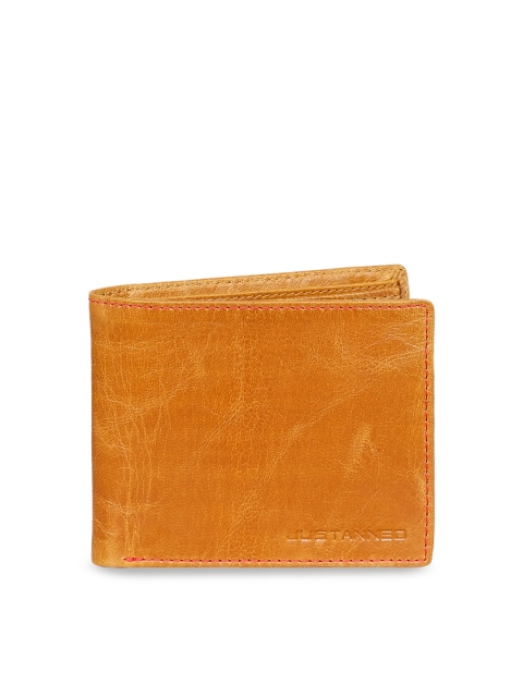 

Justanned Men Mustard Yellow Solid Two Fold Leather Wallet