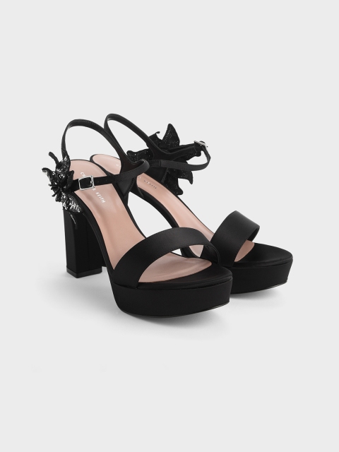 

CHARLES & KEITH Women Black Solid Block Heels