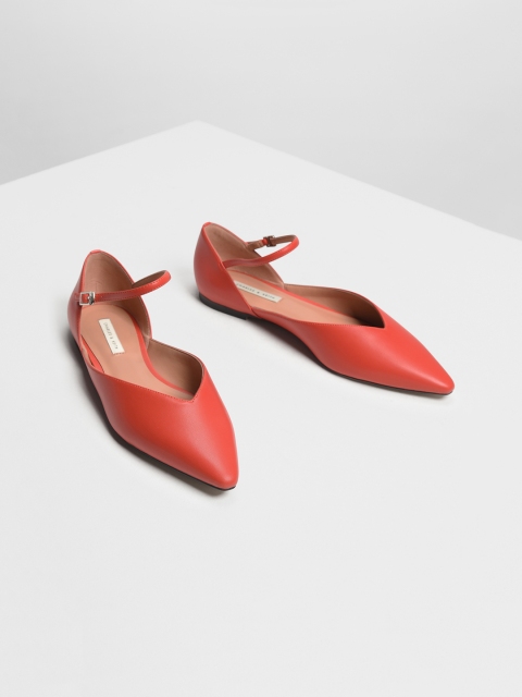 

CHARLES & KEITH Women Red Solid PU Ballerinas