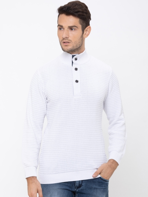 

Globus Men White Solid Pullover Sweater