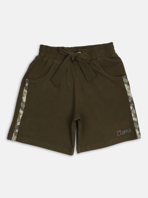 

Ziama Girls Olive Green Solid Regular Fit Regular Shorts