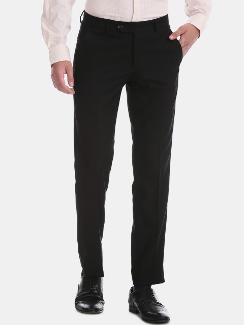 

AD By Arvind Men Black Regular Fit Solid Formal Trousers