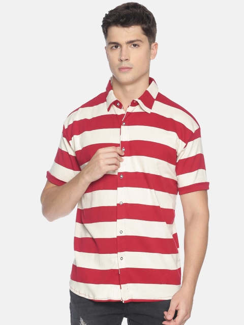 

T-Tog Men Red & White Slim Fit Striped Casual Shirt