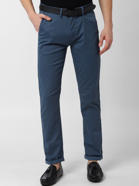 

Peter England Casuals Men Blue Slim Fit Printed Regular Trousers