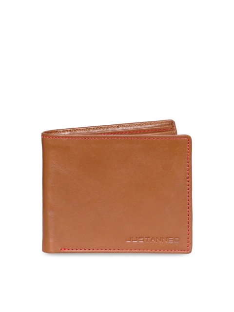 

Justanned Men Tan Solid Leather Two Fold Wallet