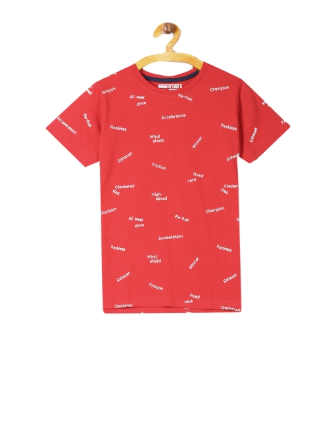 

Flying Machine Boys Red Printed Round Neck T-shirt