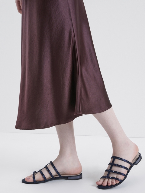 

CHARLES & KEITH Women Blue Solid PU Open Toe Flats