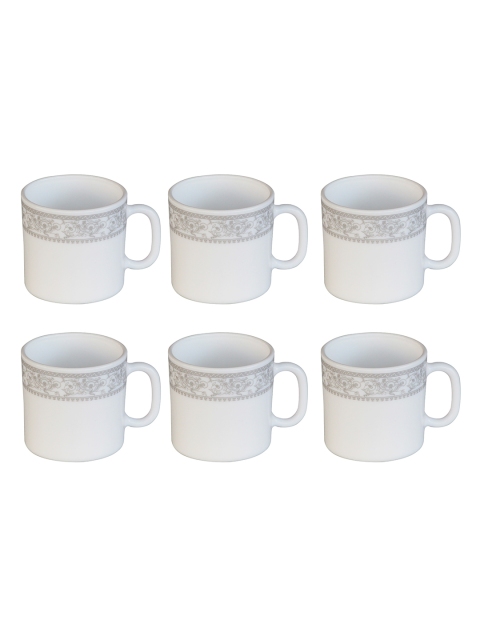 

Laopala Set Of 6 White & Grey Printed Sovrana Persian Silver Coffee Mugs