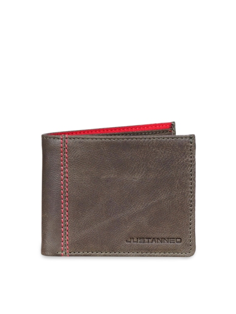 

Justanned Men Brown Solid Leather Two Fold Wallet