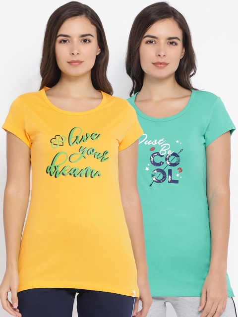 

Macrowoman W-Series Women Pack Of 2 Printed Lounge T-Shirts, Sea green