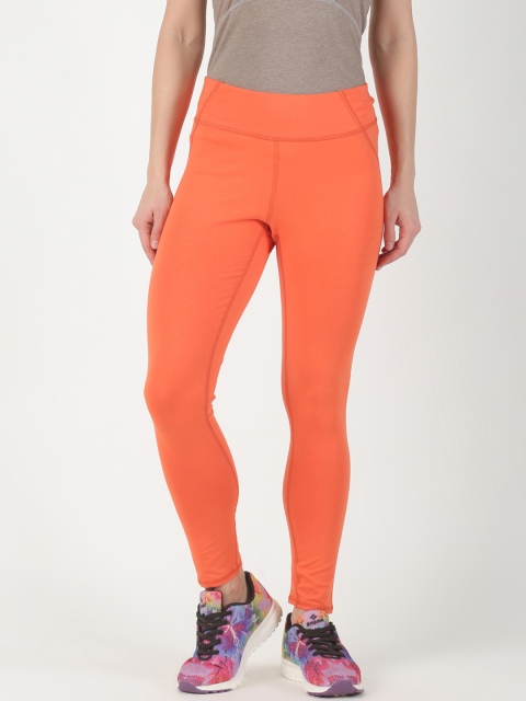 

Soul Space Women Coral-Orange Solid Snug-Fit Tights