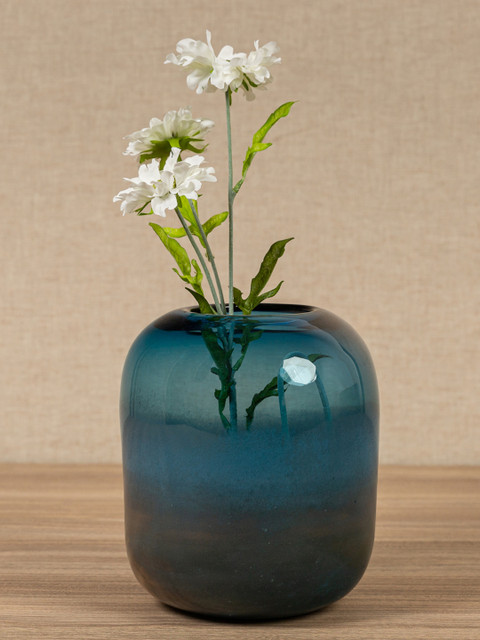 

Pure Home and Living Blue Solid Glass Spring Flower Vase