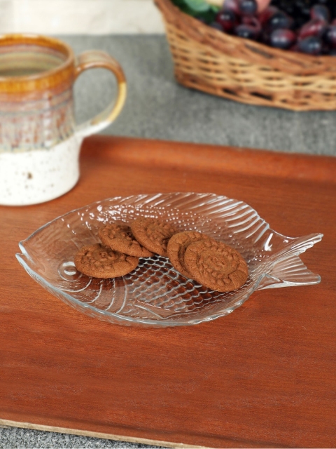 

INCRIZMA Set Of 6 Transparent Textured Glass Small Fish Plates