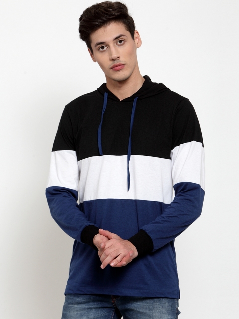 

Kalt Men Blue & Black Colourblocked Hood T-shirt
