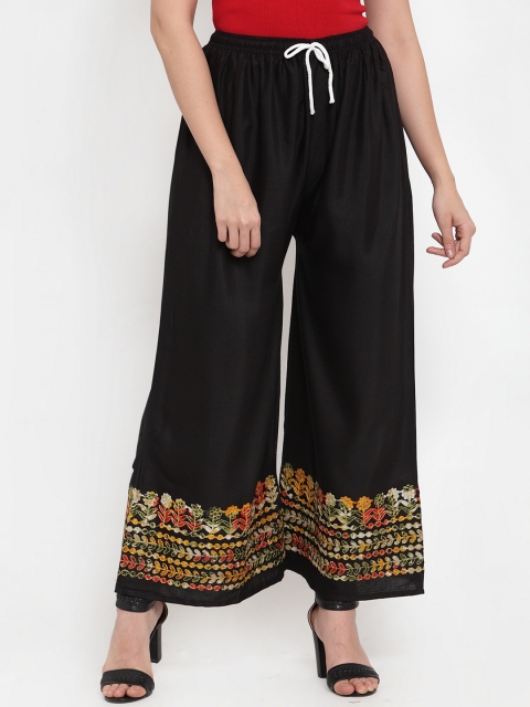 

Jompers Women Black & Yellow Printed Wide Leg Palazzos
