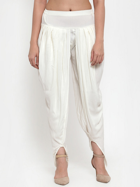 

Just Wow Women Off White Solid Dhoti Pants