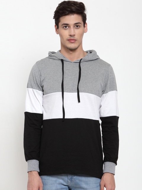 

Kalt Men Black & Grey Colourblocked Hood T-shirt