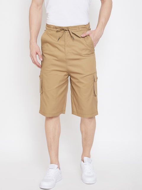 

Hypernation Men Khaki Solid Regular Fit Cargo Shorts