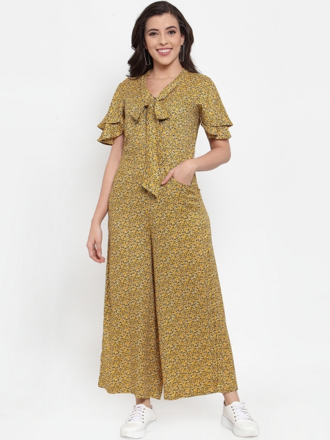 

Just Wow Women Yellow Printed Basic Jumpsuit