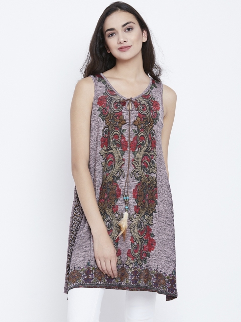 

Camey Women Pink & Red Printed A-Line Kurti