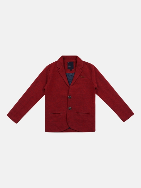 

Lil Tomatoes Boys Red Self-Design Regular-Fit Single-Breasted Blazer