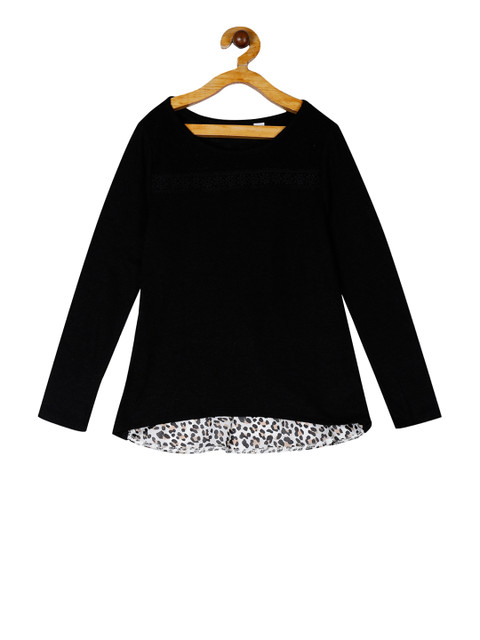 

The Childrens Place Girls Black Solid A-Line Top