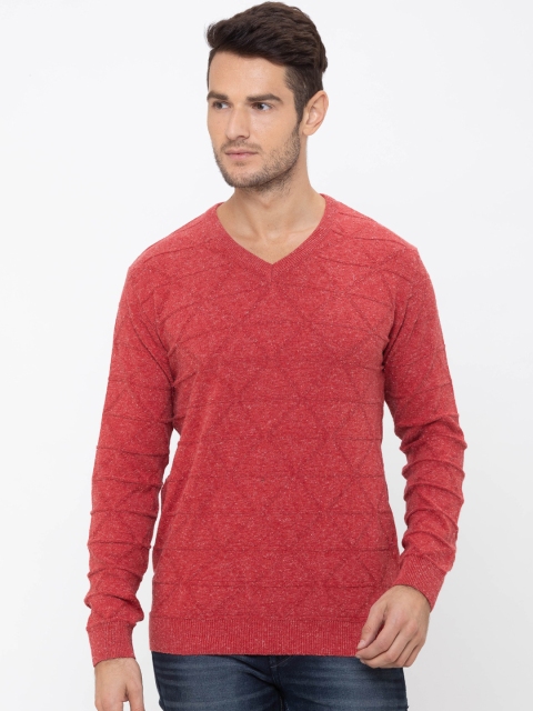 

Globus Men Coral Red Checked Pullover Sweater