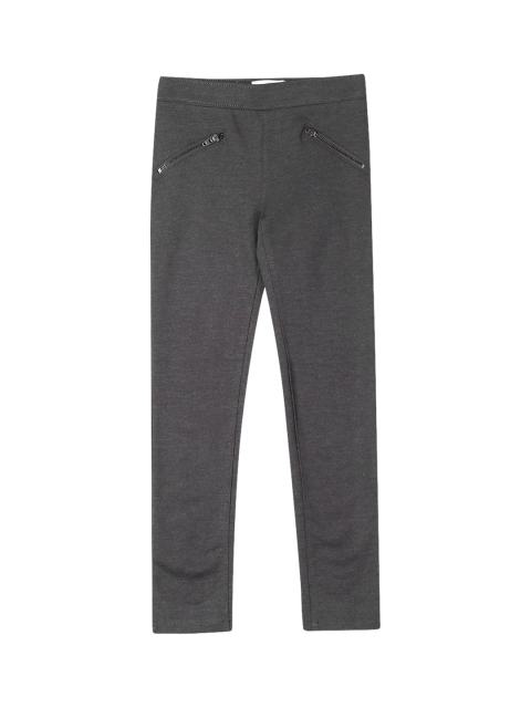 

The Childrens Place Girls Grey Solid Heathered Jeggings