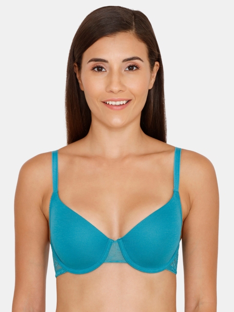 

Zivame Blue Lace Underwired Lightly Padded T-shirt Bra ZI1101COREAGREN