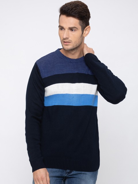 

Globus Men Blue & White Striped Pullover Sweater