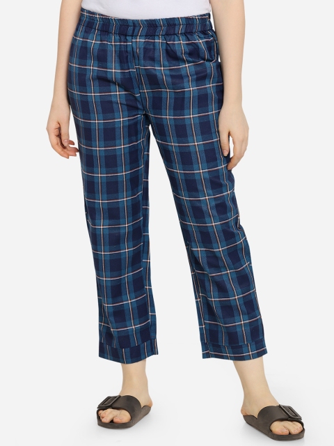 

Smarty Pants Women Navy Blue Checked Lounge Pants