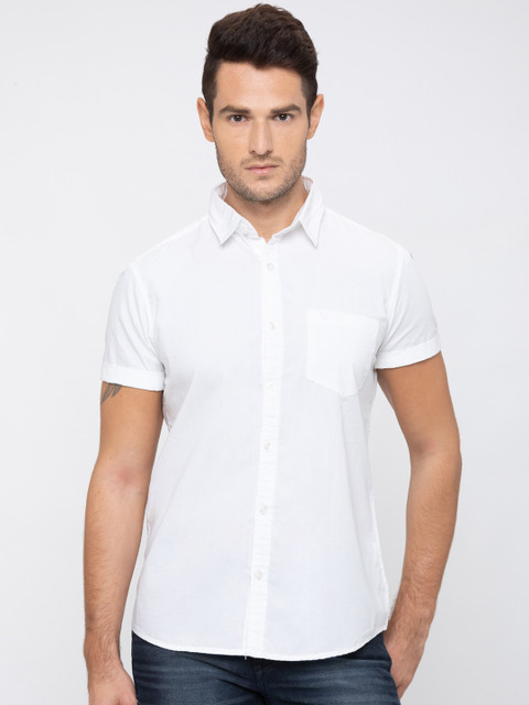 

Globus Men White Regular Fit Solid Casual Shirt