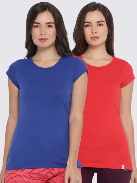

Macrowoman W-Series Women Pack Of 2 Solid Lounge T-Shirts, Red
