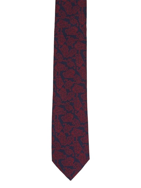 

Louis Philippe Navy Blue & Red Woven Design Broad Tie