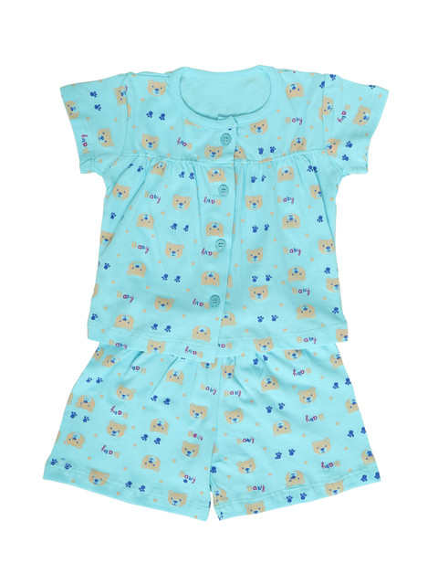 

Chipbeys Girls Turquoise Blue Printed Night suit