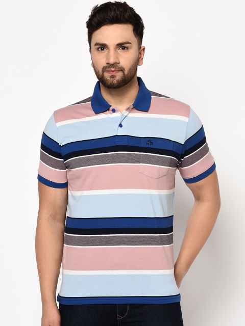 

98 Degree North Men Multicoloured Striped Polo Collar T-shirt, Multi