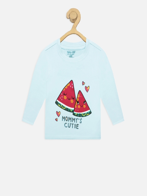 

Miss & Chief Girls Blue Printed Round Neck T-shirt