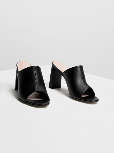 

CHARLES & KEITH Women Black Solid Block Heels
