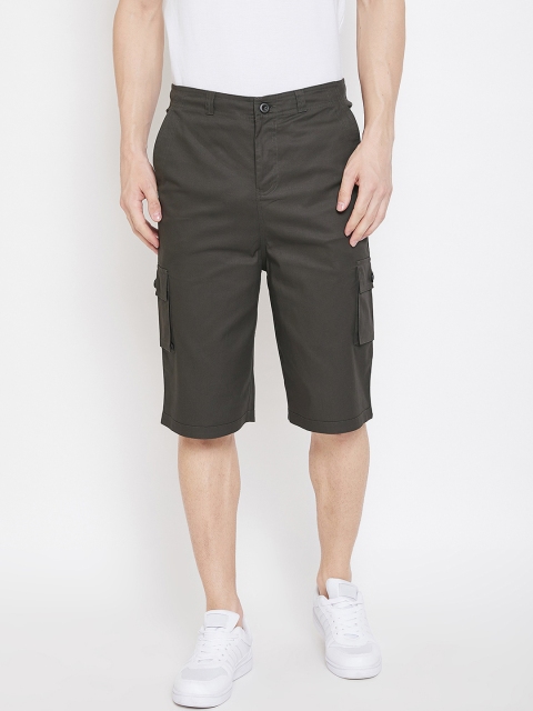 

Hypernation Men Brown Solid Regular Fit Cargo Shorts