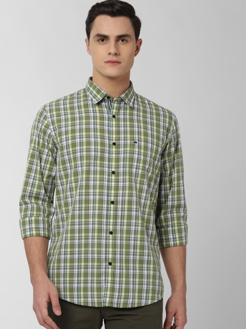 

Peter England Casuals Men Green & Off-White Slim Fit Checked Casual Shirt
