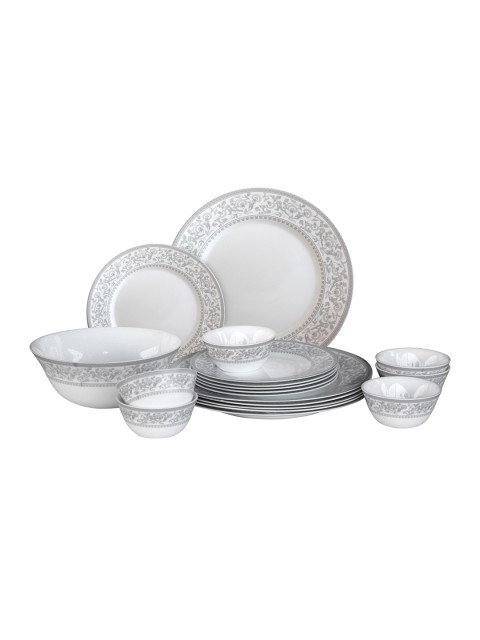 

Laopala White & Grey Printed Opalware Sovrana 19-Piece Dinner Set
