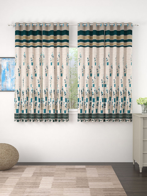 

Story@home Off-White & Blue Set of 4 Window Curtains
