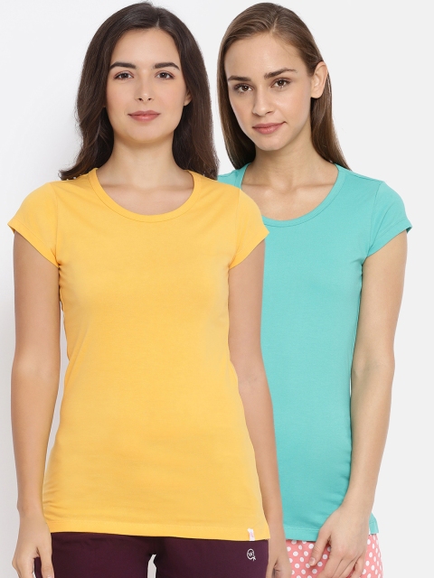 

Macrowoman W-Series Women Pack Of 2 Solid Lounge T-Shirts, Yellow