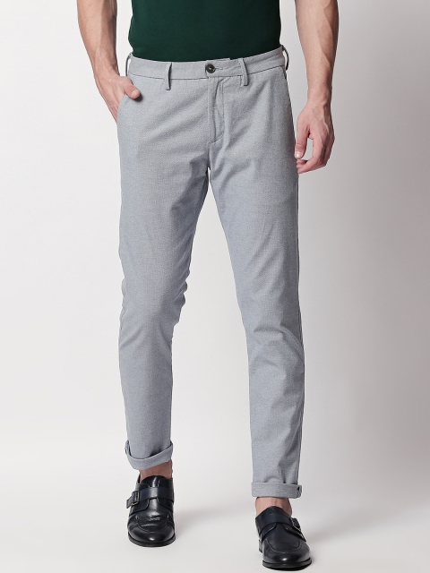 

RARE RABBIT Men Blue Regular Fit Self Design Regular Trousers