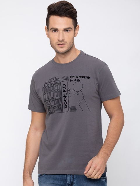 

Globus Men Grey Printed Round Neck T-shirt